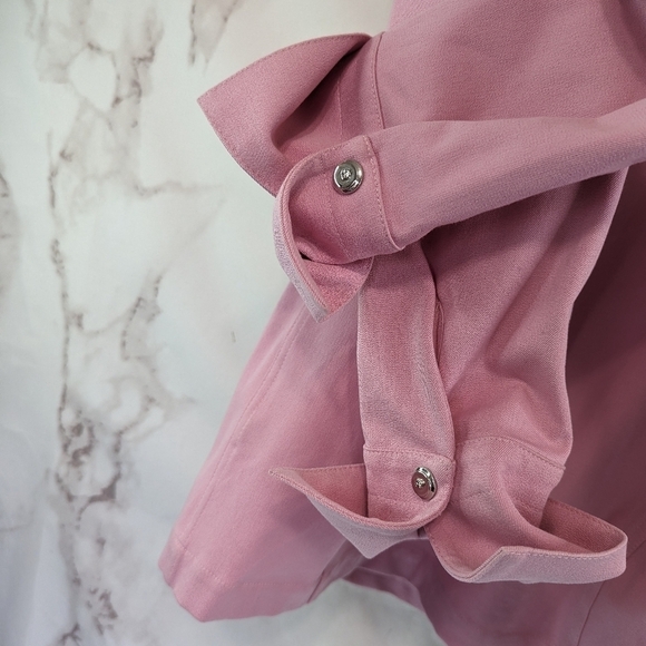 St John Jacket Womens Medium 8 10 Pink Zip Pocket Flip Cuff Bubblegum Light - Picture 10 of 12